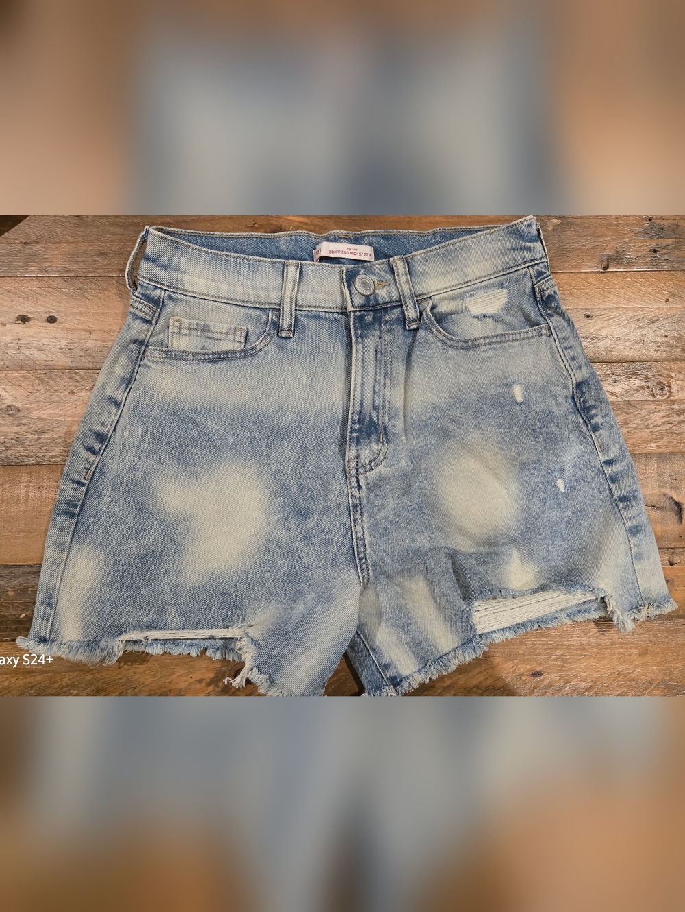 SO Light Blue Distressed High-Rise Denim Shorts